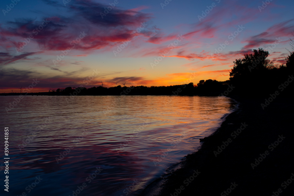 Colourful Sunset on Lake