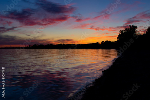 Colourful Sunset on Lake