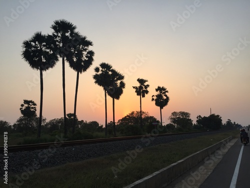 sunset on the road