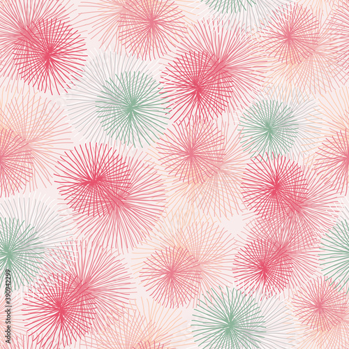 Vector light pink touch me not shameplant abstract puffball seamless pattern. Perfect for fabric, scrapbooking and wallpaper projects. © Jamie Soon