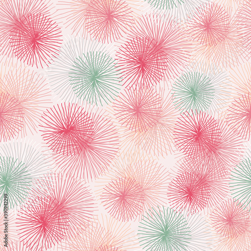 Vector light pink touch me not shameplant abstract puffball seamless pattern. Perfect for fabric, scrapbooking and wallpaper projects.