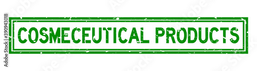 Grunge green cosmeceutical products word square rubber seal stamp on white background