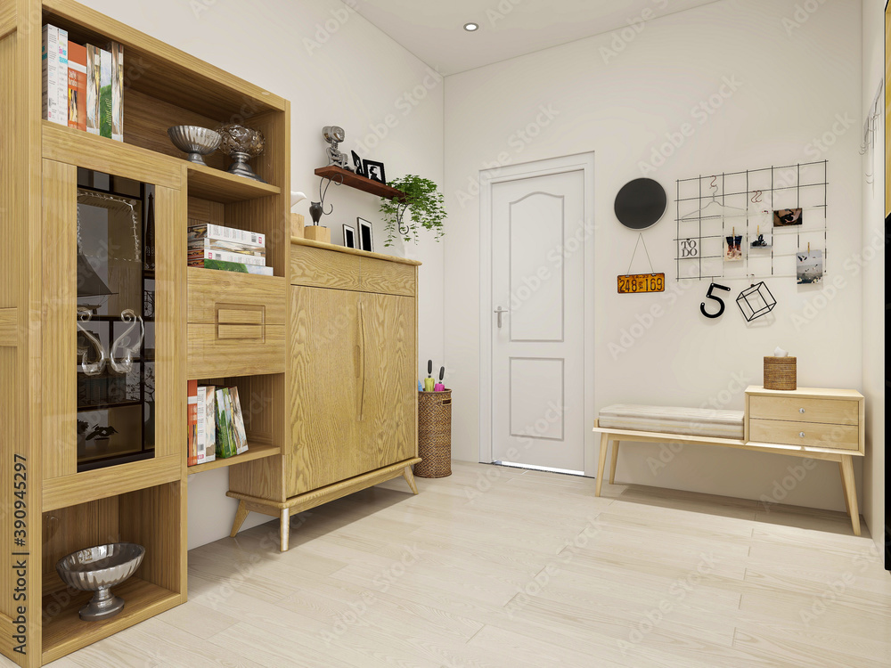 Fototapeta premium spacious living room design of modern residence, with sofa, tea table, decorative painting, etc