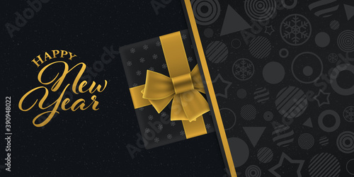 Luxury New Year Greeting Card with Gift Box