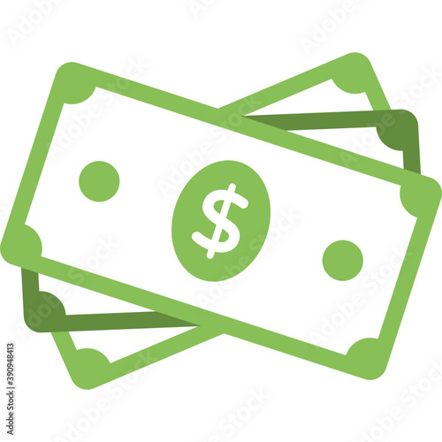 
Financial abundance, dollar bills flat vector icon 
