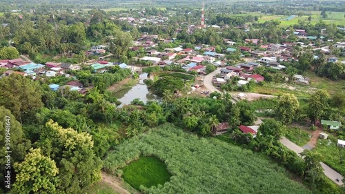 Aerial view from drone of rural village in Noen Maprang district, Phitsanulok, Thailand photo