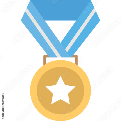 
One star gold medal in blue colored hanging ribbon 
