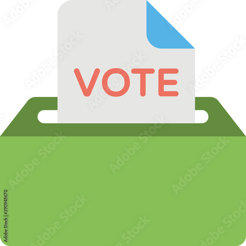 
Paper baptized with vote going inside a box denoting ballot box icon
