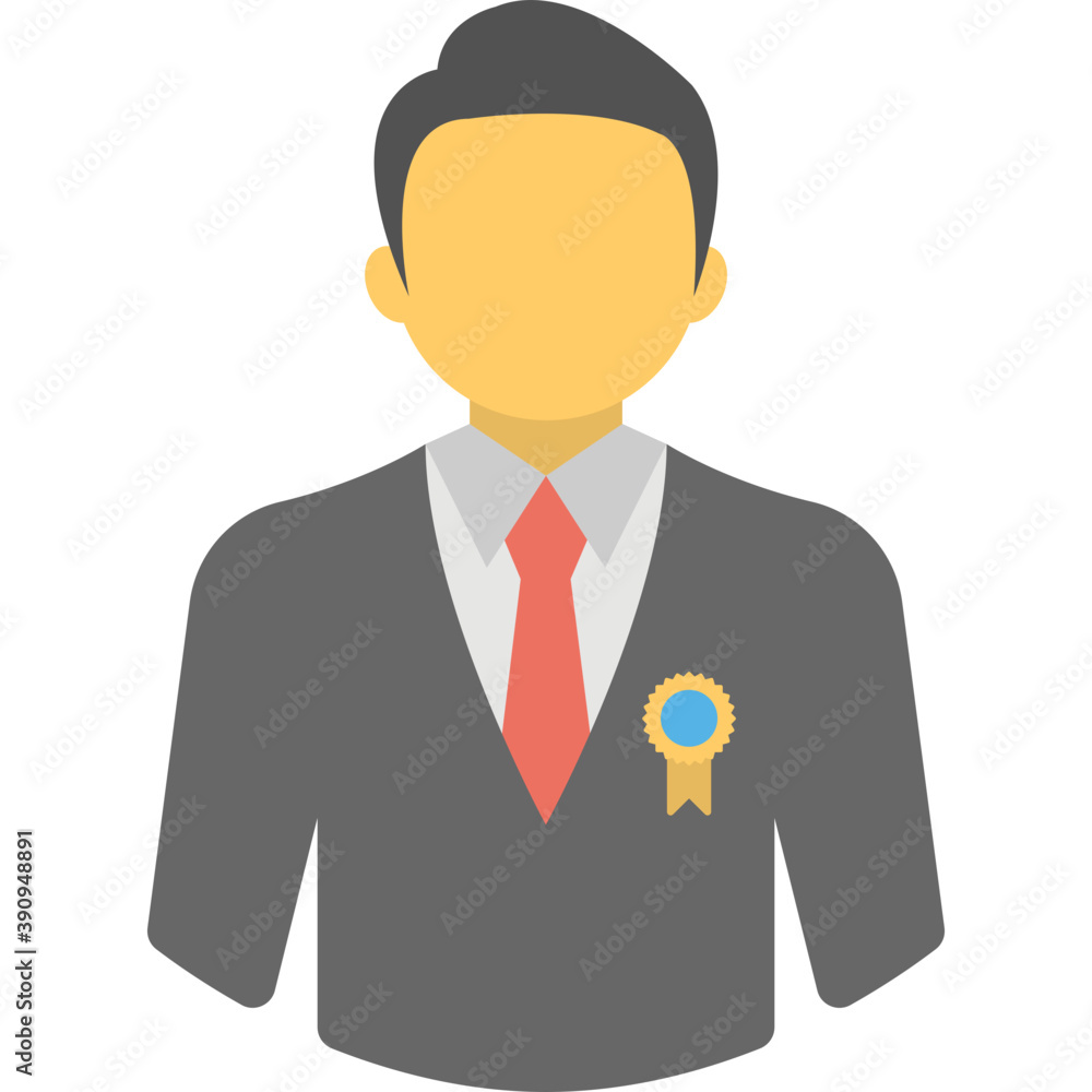 Human avatar wearing badge denoting election candidate icon
Human avatar wearing badge denoting election candidate icon