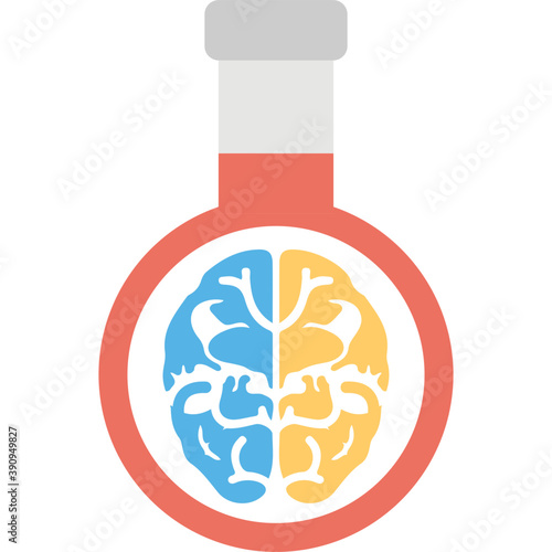 
Laboratory flask flat icon with human brain inside, concept of neuro 
