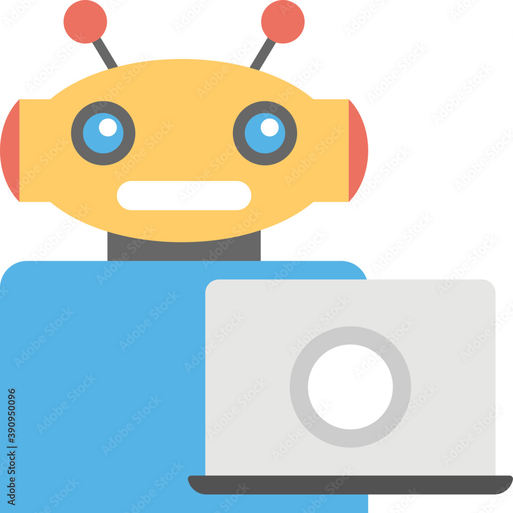 
Flat vector icon design of robot face emoji
