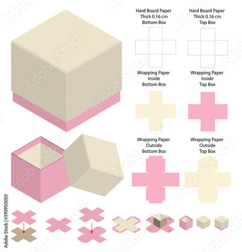 Box packaging die cut template design. 3d mock-up