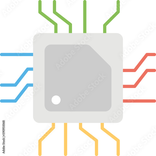 
Integrated circuits of microprocessor flat vector icon
