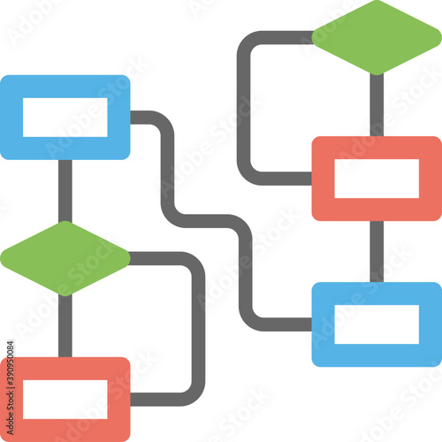
Flat vector icon of interlinked and distributed network structure
