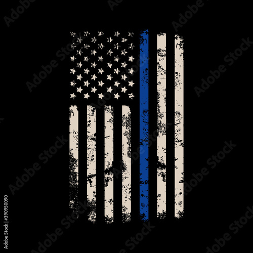 Thin blue line american flag vector design