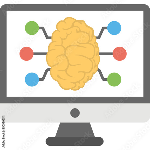 
Abstract artificial intelligence, flat vector icon of a neural network 
