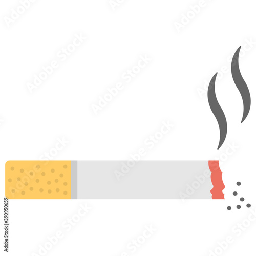 
Flat icon of burning cigarette 
