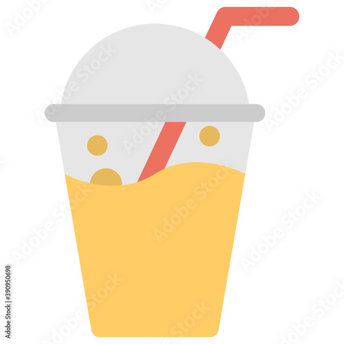 
Flat icon of a glass of mango smoothie 
