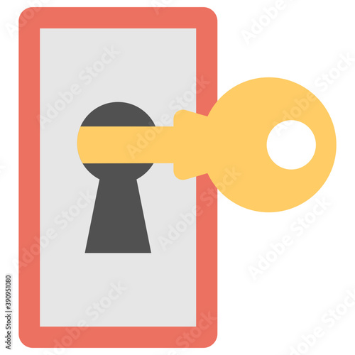 
Flat icon of a lock and key 

