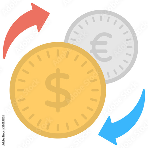 
Flat icon of currency being exchanged 
