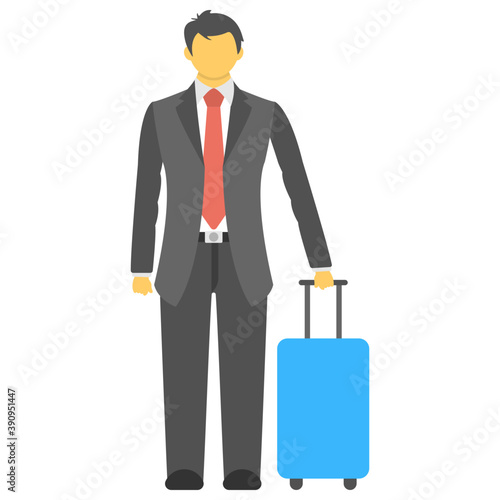 
Flat icon of a person traveling 
