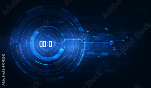 Abstract Futuristic Technology Background with Digital number timer concept and countdown, vector transparent