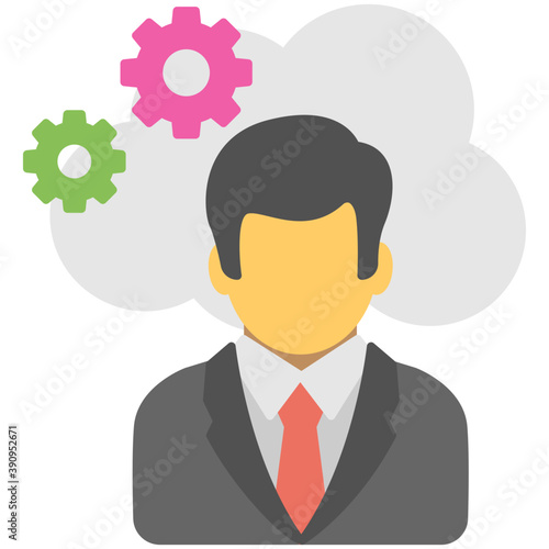 
Flat vector design icon of cloud network administrator. Cloud computing administrator 
