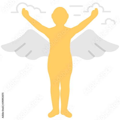 
Angel person. Flat icon supernatural being
