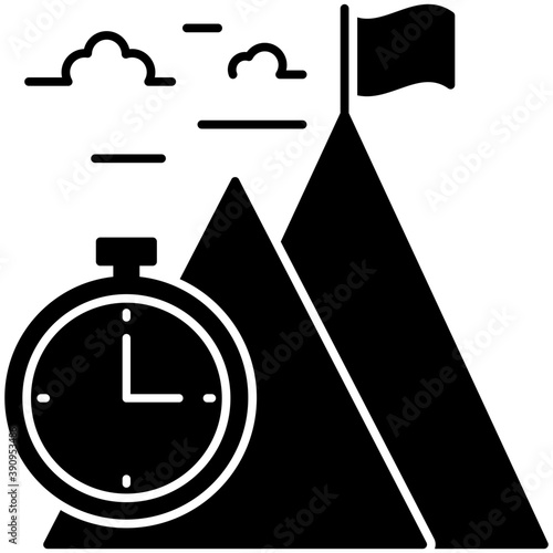 
Target deadline, flat icon mountain peak flag
