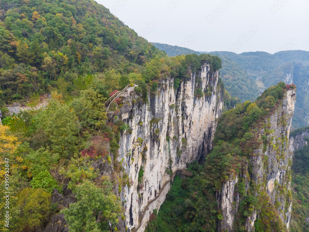 Obraz premium Autumn scenery of Jianshiye Three Gorges Scenic Area in Enshi, Hubei, China