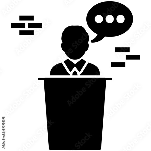 
Glyph icon public speaker. Speech 
