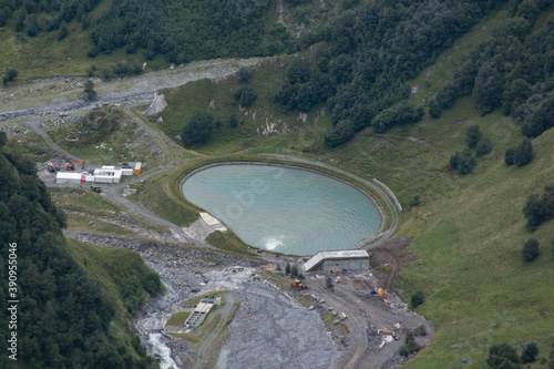 artificial lake in the mountains photo