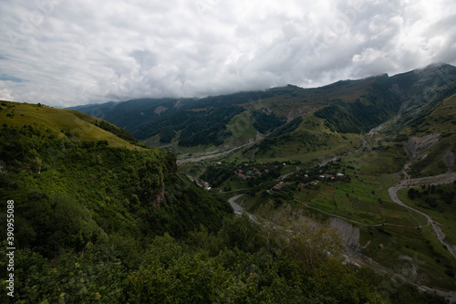view of green mountains and gorge