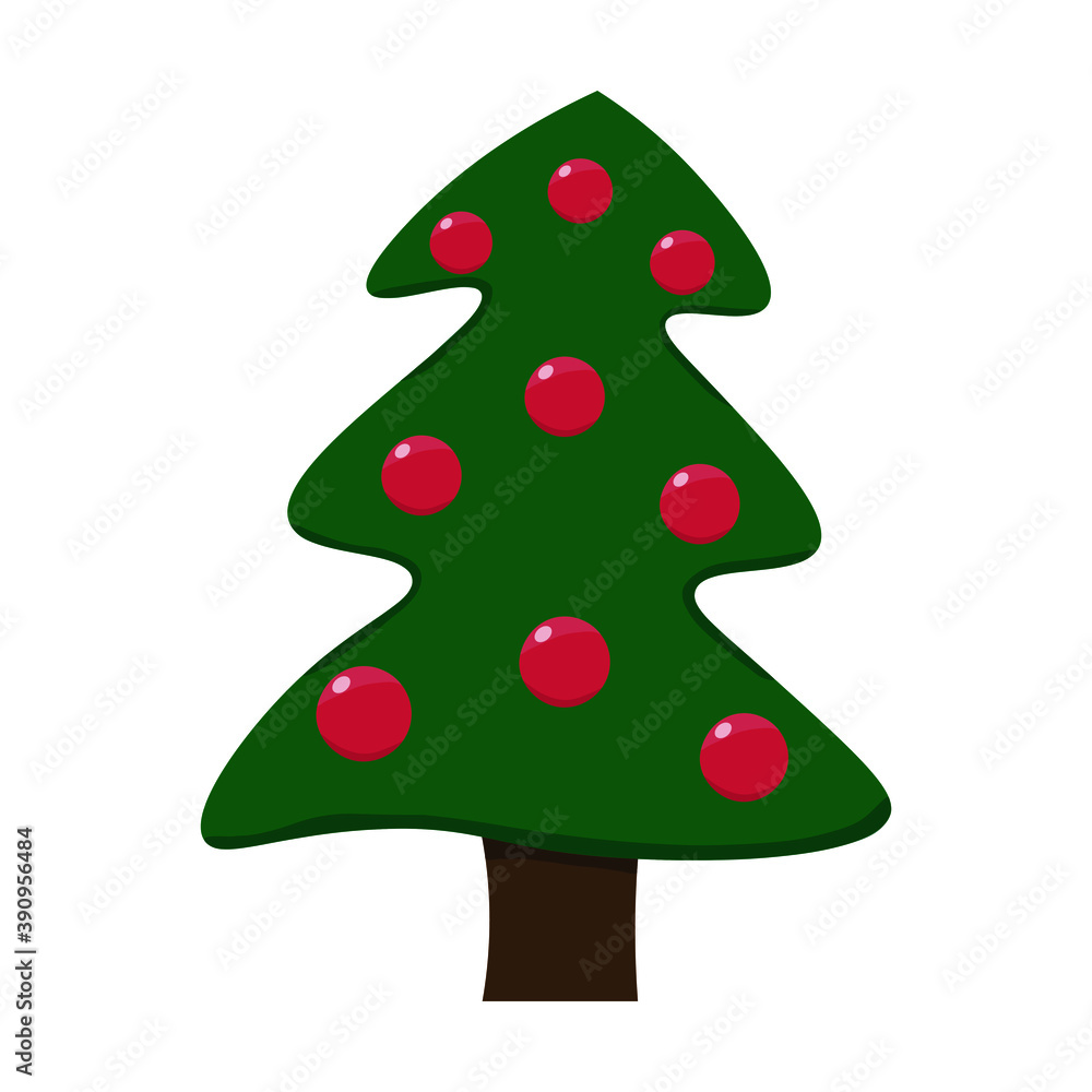 isolated vector Christmas tree with red decorations on a white background isolated vector Christmas tree with red decorations on a white background