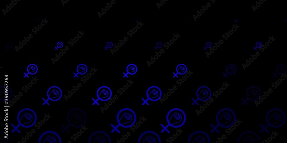 Dark Purple vector backdrop with woman's power symbols.