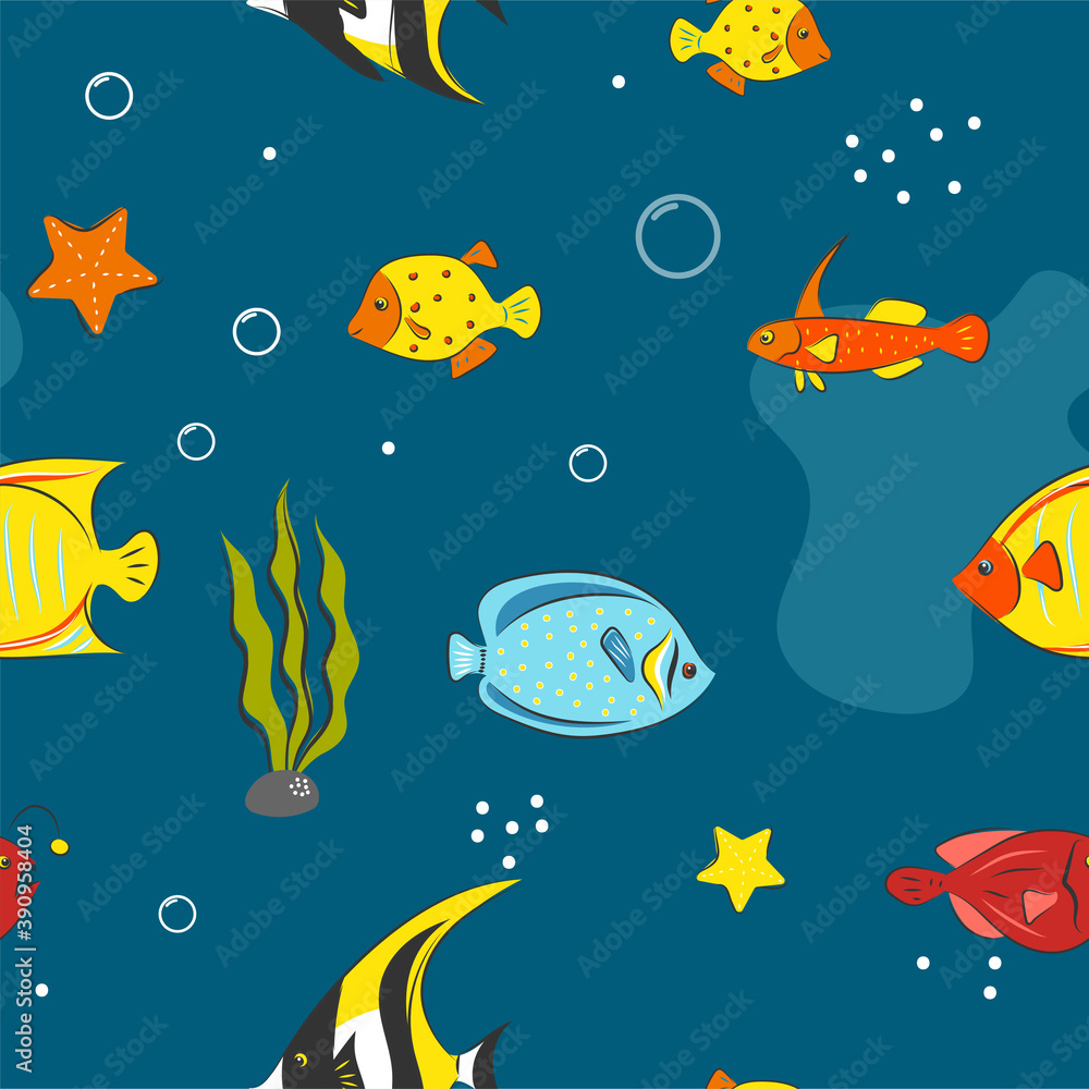 Fototapeta premium Seamless Pattern with underwater concept