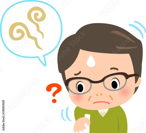 体臭を気にする中年男性