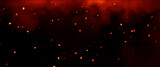 Perfect fire particles embers sparks on black background . Texture overlays.