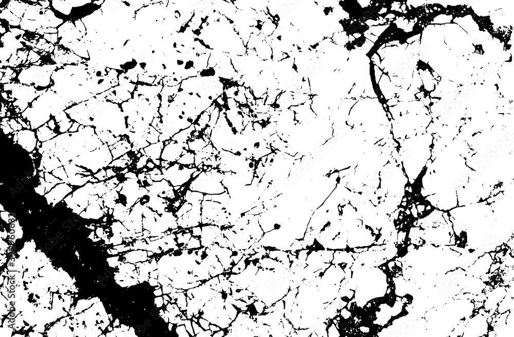 Obraz premium Black and white marble cracks simple texture. Vector illustration.