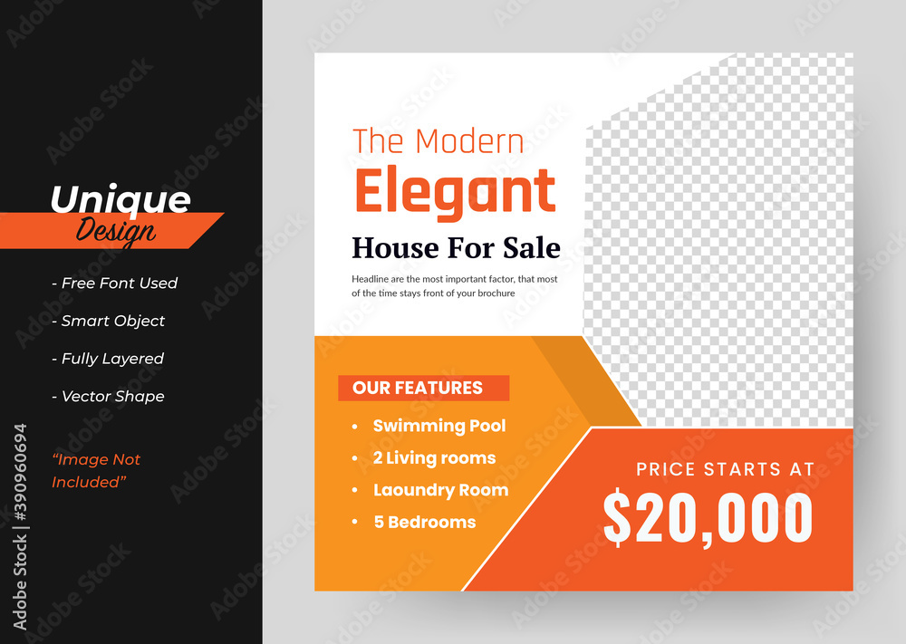 The Modren Elegant House Sale Concept Real Estate Social Media Post Template. The Modren Elegant House Sale Concept Real Estate Social Media Post Template.