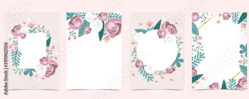 Collection of love background set with leaves,flower,rose.Editable vector illustration for Valentine’s day invitation,postcard and website banner