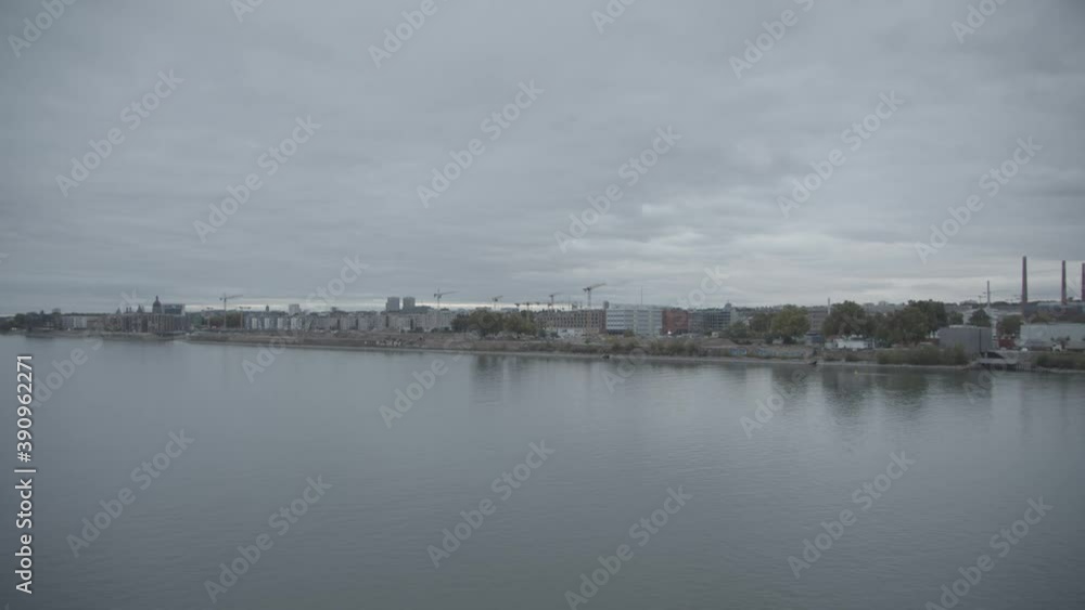 Industrial area of Mainz with the river Rhine in a cloudy day. Industrial area of Mainz with the river Rhine in a cloudy day.