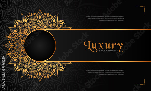 Luxury mandala background with floral ornament pattern. Hand drawn gold mandala design. Vector mandala template for decoration invitation, cards, wedding, logos, cover, brochure, flyer, banner.
