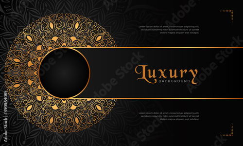 Luxury mandala background with floral ornament pattern. Hand drawn gold mandala design. Vector mandala template for decoration invitation, cards, wedding, logos, cover, brochure, flyer, banner.