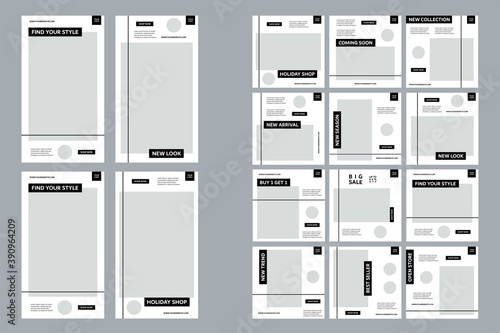 Editable Post Template Social Media Banners for Digital Marketing. Promotion Brand Fashion. Stories. Streaming. Vector Illustration - Vector