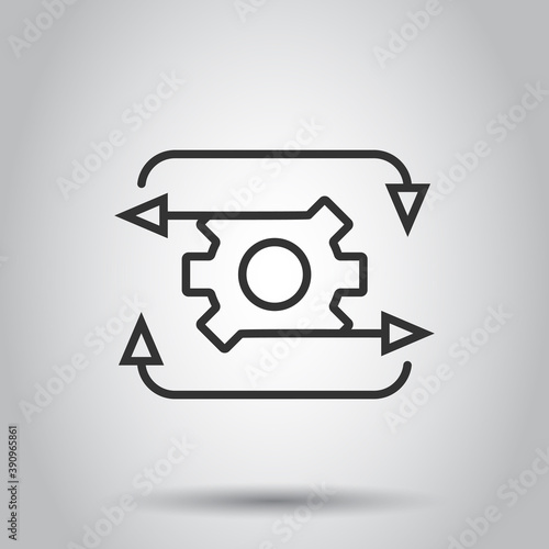 Workflow icon in flat style. Gear effective vector illustration on white isolated background. Process organization business concept.