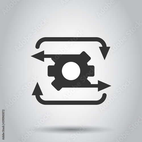 Workflow icon in flat style. Gear effective vector illustration on white isolated background. Process organization business concept.