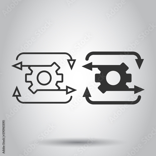 Workflow icon in flat style. Gear effective vector illustration on white isolated background. Process organization business concept.