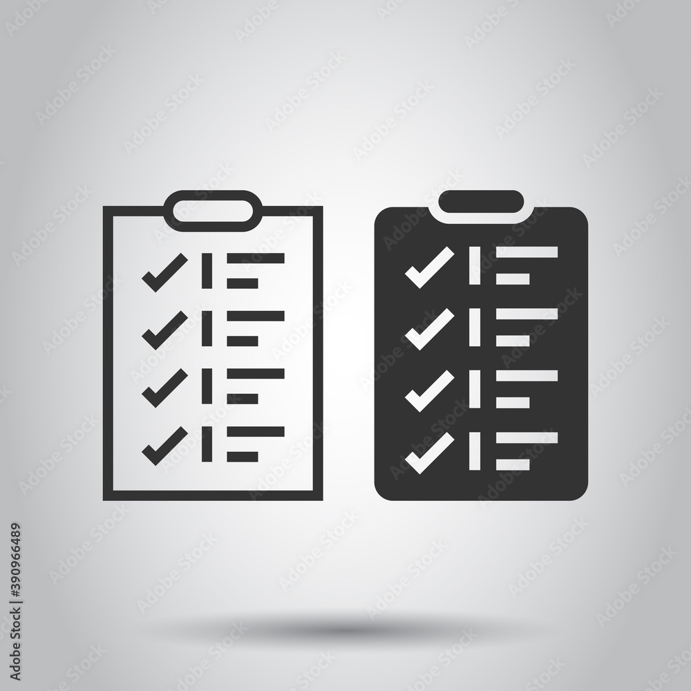 To do list icon in flat style. Document checklist vector illustration on white isolated background. Notepad check mark business concept. To do list icon in flat style. Document checklist vector illustration on white isolated background. Notepad check mark business concept.