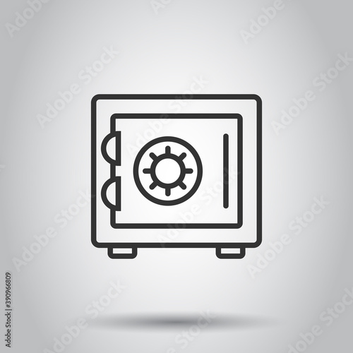 Safe money icon in flat style. Strongbox vector illustration on white isolated background. Finance security business concept.